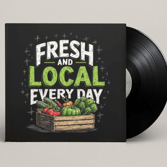 Farmers Market Vendor Fresh Produce and Local Custom Vinyl Record Sleeves
