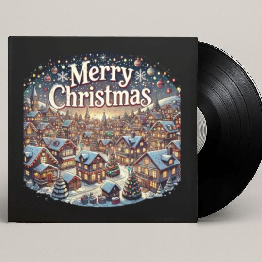 Cozy Winter Village - Christmas Lights and Cheer Custom Vinyl Record Sleeves