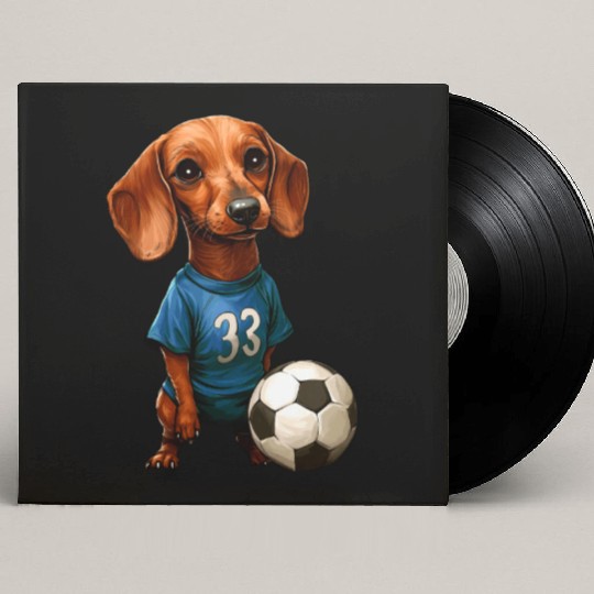 Soccer dachshund blue Custom Vinyl Record Sleeves