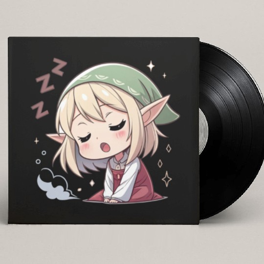 Sleepy Sprite: Cute Elf Napping So Lovingly Custom Vinyl Record Sleeves