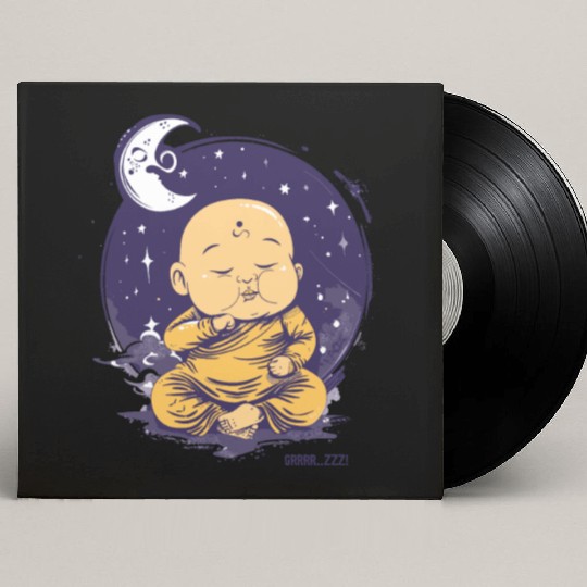Sleepy Baby Buddha with Moon and Stars Custom Vinyl Record Sleeves