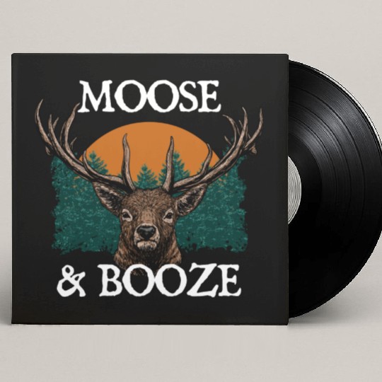 Moose and Booze Deer Hunting Elk Hunter Drinking Custom Vinyl Record Sleeves