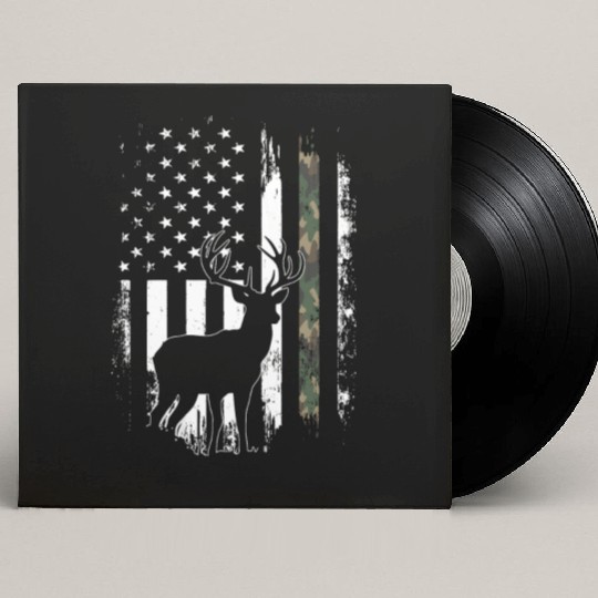 Camo US Flag Deer Elk Buck Camoflage Hunting Custom Vinyl Record Sleeves
