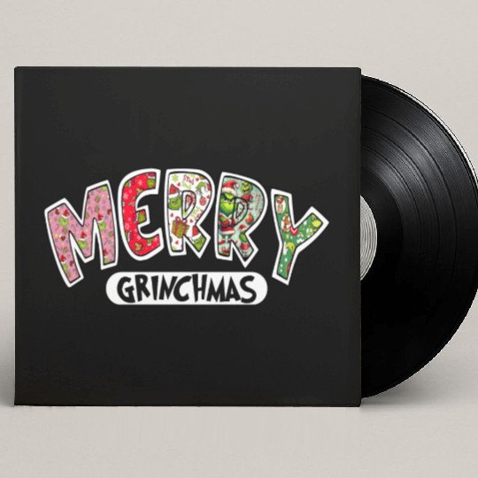 Merry Grin Happy Christmas Custom Vinyl Record Sleeves