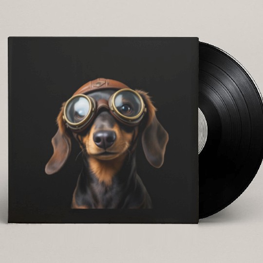 Adventurous Dachshund Aviator Custom Vinyl Record Sleeves