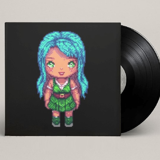 Mystic Emerald Sprite - Pixel Art Design Custom Vinyl Record Sleeves