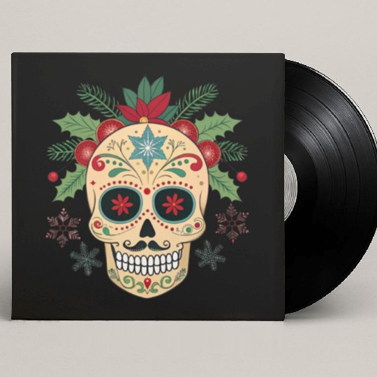 Holiday Sugar Skull Custom Vinyl Record Sleeves