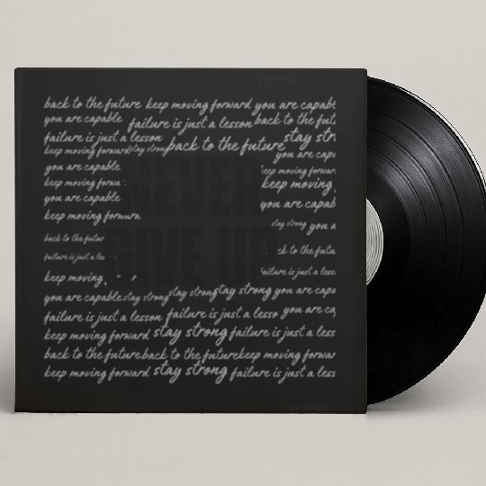 Never Give Up Motivational Design Custom Vinyl Record Sleeves