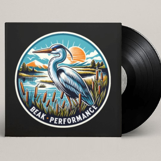 Great Blue Heron Beak Performance Retro Custom Vinyl Record Sleeves