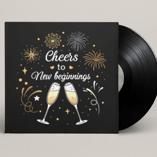 Cheers To New Beginings - Festive New Year's Eve Custom Vinyl Record Sleeves