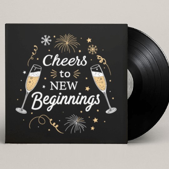 Cheers To New Beginings - Festive New Year's Eve Custom Vinyl Record Sleeves