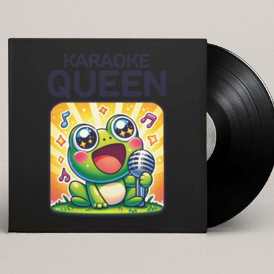 Funny Karaoke Queen Cute Singing Frog Love to Sing Custom Vinyl Record Sleeves