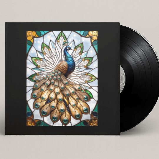 Stained Glass Peacock Custom Vinyl Record Sleeves