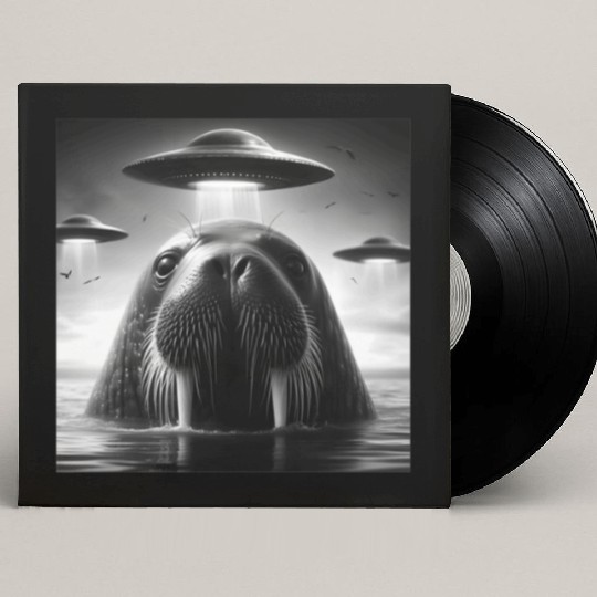 Walrus Sea lion Funny Graphic Selfie with UFOs Wei Custom Vinyl Record Sleeves