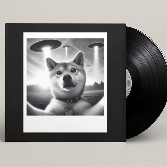 Shiba Inu Dog Dad Mom Funny Graphic Selfie UFOs We Custom Vinyl Record Sleeves
