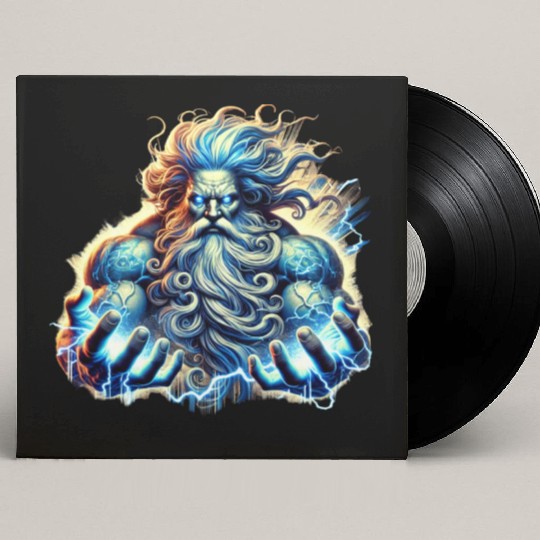The Greek God Zeus with Lightning Custom Vinyl Record Sleeves