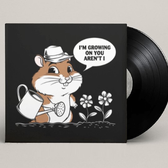 I'm Growing On You Cute Gardening Hamster Art Custom Vinyl Record Sleeves