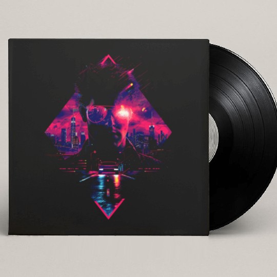 Synthwave Man Retro Car City Vaporwave 90s Custom Vinyl Record Sleeves