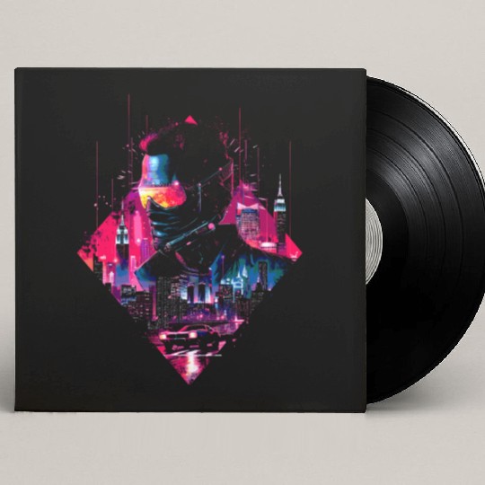 Retro Car Man Vaporwave City Synthwave 90s Custom Vinyl Record Sleeves