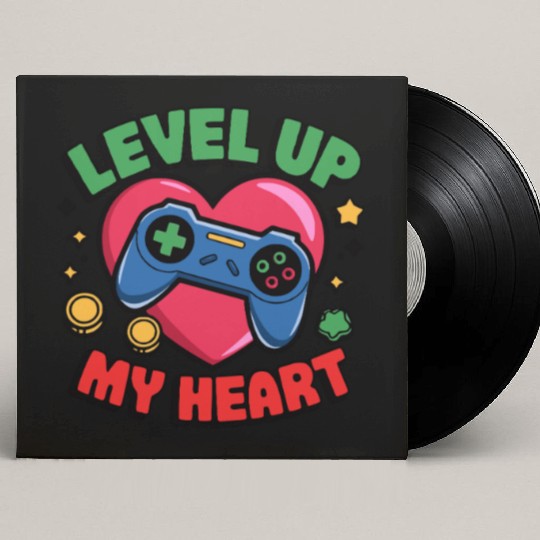 Level Up My Heart - Gaming Valentine's Design Custom Vinyl Record Sleeves