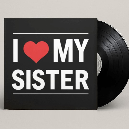 I Love My Sister Family Love Heart Gift Custom Vinyl Record Sleeves