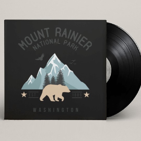 Mount Rainier National Park Est. 1889 Washington Custom Vinyl Record Sleeves