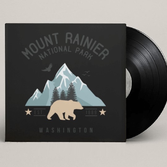 Mount Rainier National Park Est. 1889 Washington Custom Vinyl Record Sleeves