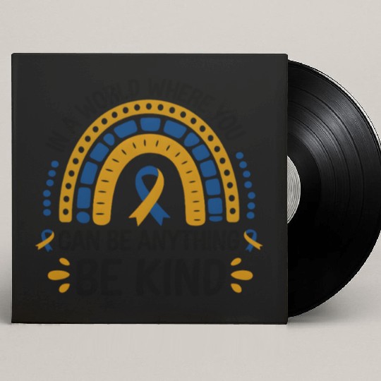 Be Kind Rainbow World Down Syndrome Awareness Day Custom Vinyl Record Sleeves