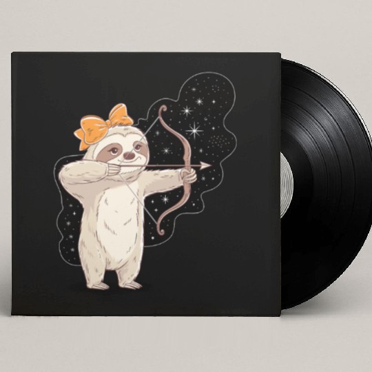 Sagittarius Zodiac Sloth Bow and Stars Custom Vinyl Record Sleeves