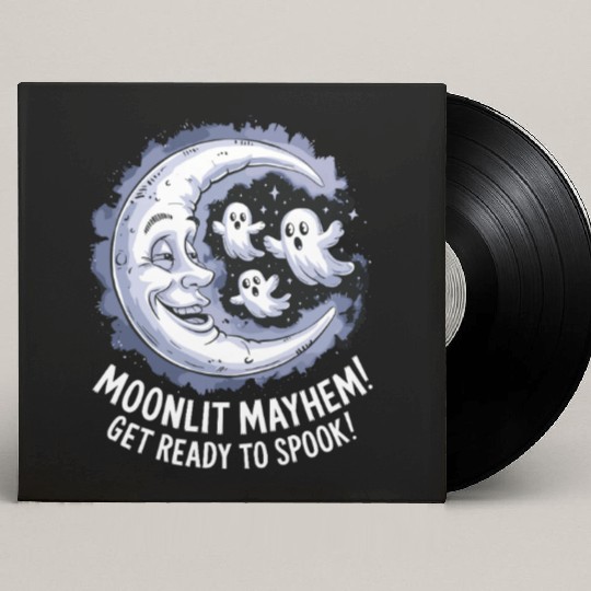 Moonlit Mayhem Ghostly Spook Under the Mondlight Custom Vinyl Record Sleeves