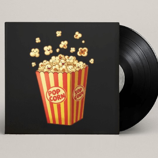 A popcorn box with little popcorn jumping out Custom Vinyl Record Sleeves