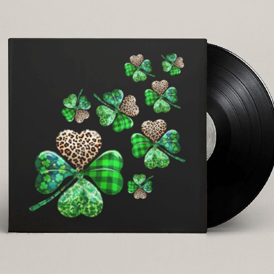 St. Patrick's Day Shamrock Irish Leopard Custom Vinyl Record Sleeves