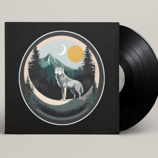 Lone Wolf Under Moonlit Sky Custom Vinyl Record Sleeves
