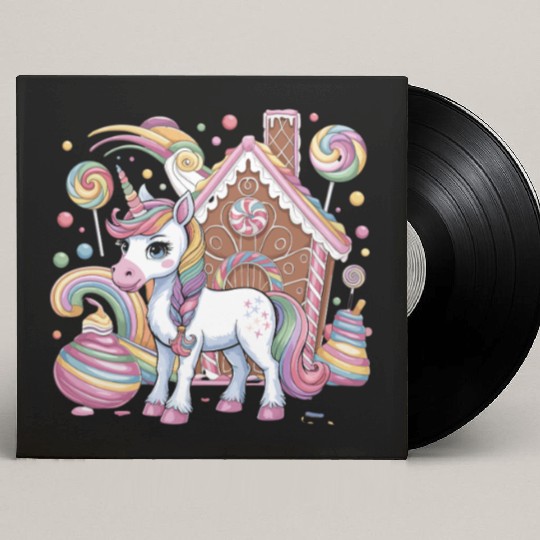 Candy Unicorn and Gingerbread House Wonderland Custom Vinyl Record Sleeves