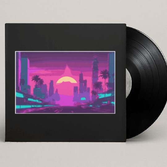 Neon Paradise Vaporwave Sunset Vibes Custom Vinyl Record Sleeves