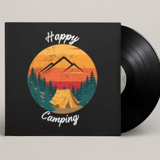 Happy Camping Custom Vinyl Record Sleeves Hiking Mountain Adventure