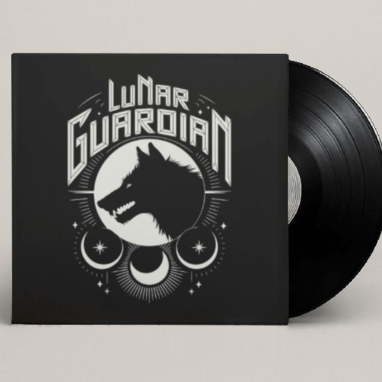 Lunar Guardian Celestial Wolf Moon Phases Custom Vinyl Record Sleeves