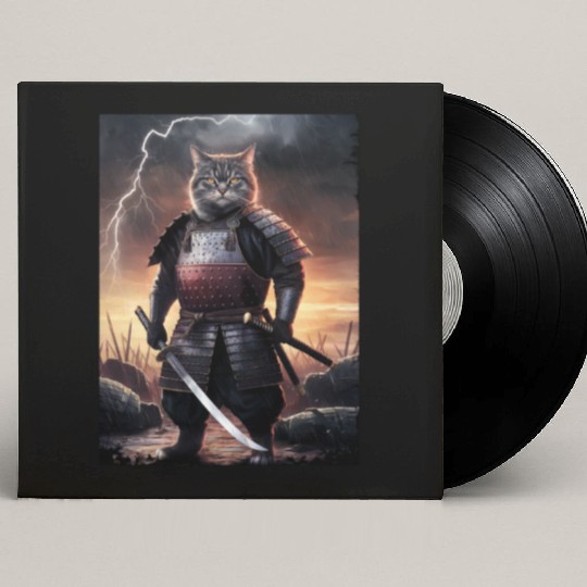 Japanese Cat Samurai Cat Custom Vinyl Record Sleeves