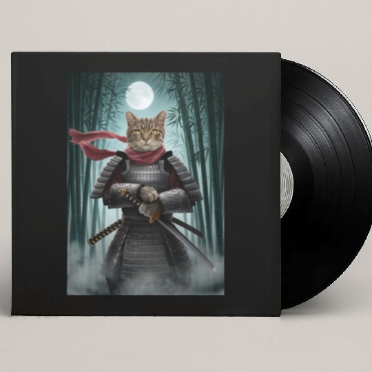 Japanese Cat Samurai Cat Custom Vinyl Record Sleeves