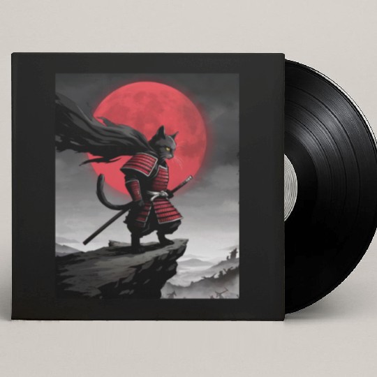 Japanese Cat Samurai Cat Custom Vinyl Record Sleeves