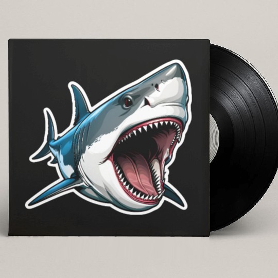 Big White Shark Attack Custom Vinyl Record Sleeves