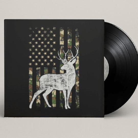 Whitetail Buck Deer Hunting American Camouflage Custom Vinyl Record Sleeves