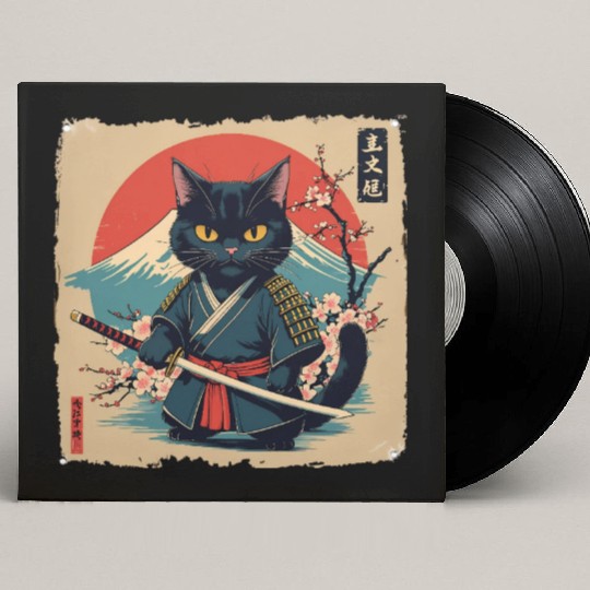 samurai cat Custom Vinyl Record Sleeves