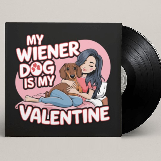 My Wiener Dog Is My Valentine Dachshund Custom Vinyl Record Sleeves