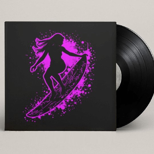 Stylish Female Surfer Surfing Waves Custom Vinyl Record Sleeves