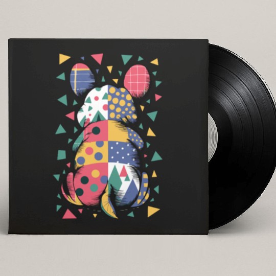 Colorful Geometric Patchwork Abstract Bunny Custom Vinyl Record Sleeves