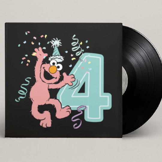 Sesame Street Birthday Design With Elmo 4 Years Custom Vinyl Record Sleeves