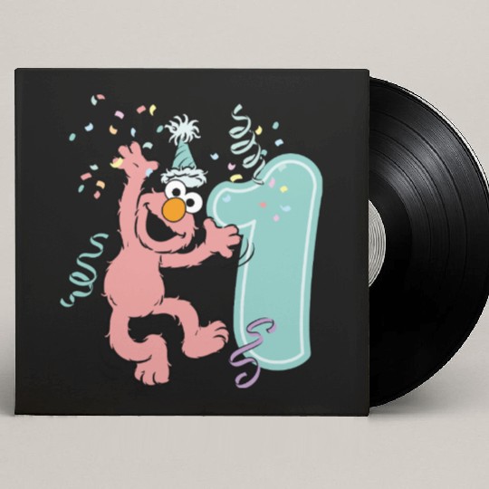 Sesame Street Birthday Design With Elmo One Year Custom Vinyl Record Sleeves