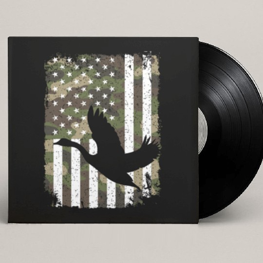 Goose Hunting Camo US Flag For Hunter Camouflage Custom Vinyl Record Sleeves