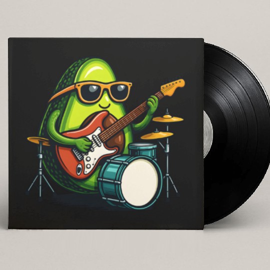 Rockin Avocado Musician Funny Graphic Custom Vinyl Record Sleeves